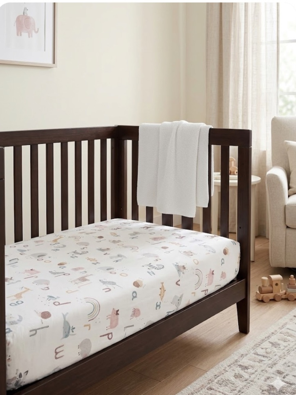 Quincy ABC Organic Crib Fitted Sheet Pottery Barn Kids with waterproof covers